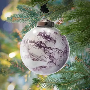 Mauve Marble Glass Hanging Ornament