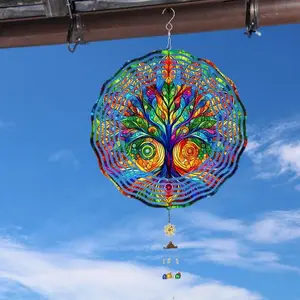 Tree of Life Metal Wind Spinner, 10 Inch Outdoor Garden Decor, Perfect for Yard & Patio, Ideal Gift for All Seasons