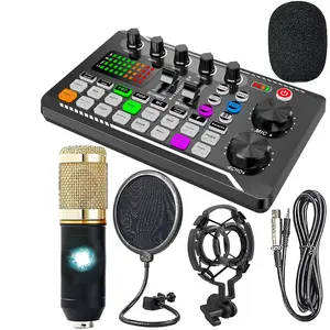 F998 Live Broadcast Device, Wireless Live Audio Equipment, Microphone Music Sound Control Equipment, Audio Mixer With Sound Converter/Mixer Control For Music Singing Live Machine For Computers, Phones, PC, Streaming Mixer