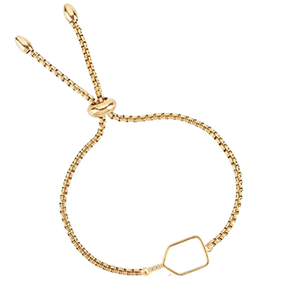 Gold Pickleball CZ Adjustable Bracelet