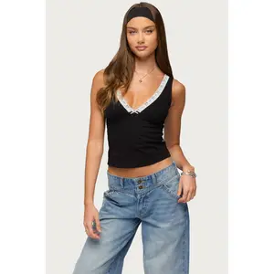 Winney Contrast Lacey Tank Top