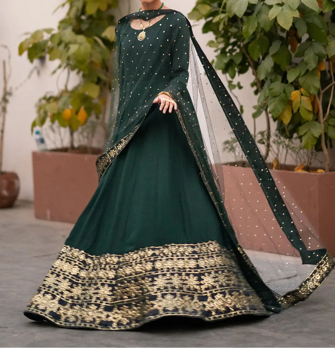 Women's Festive Clothes | 2-Piece Traditional Fitted Raw Silk Pishwas Costume with Geometric Embroidery & Foil Print Dupatta, Costumes, Embroidered, Accessories, Fabric