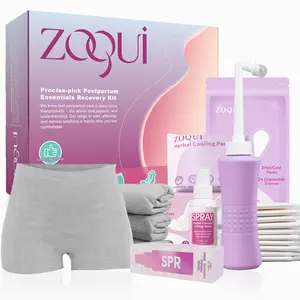 ZOQUI Postpartum Recovery Essentials Kit - Includes Postpartum Pads, Hot&Cold Packs, Cooling Liners, Peri Bottle, Cooling Spray, Disposable Underwear for Comfort and Hygiene