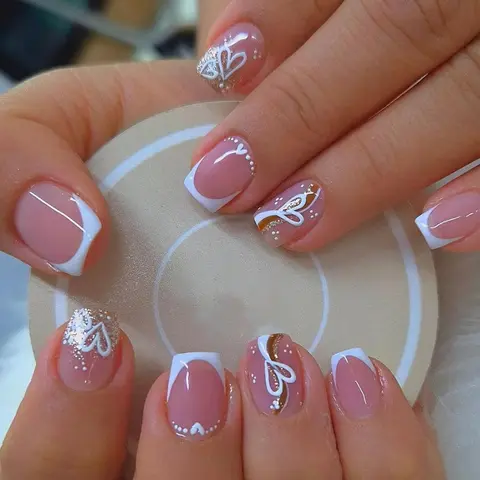 Short Square Press on Nails with Nail File & Tape, 96pcs/set Reusable Glossy Removable False Nails Fake Nails for Women & Girls DIY Nail Art, Effortless Press on Nails Set