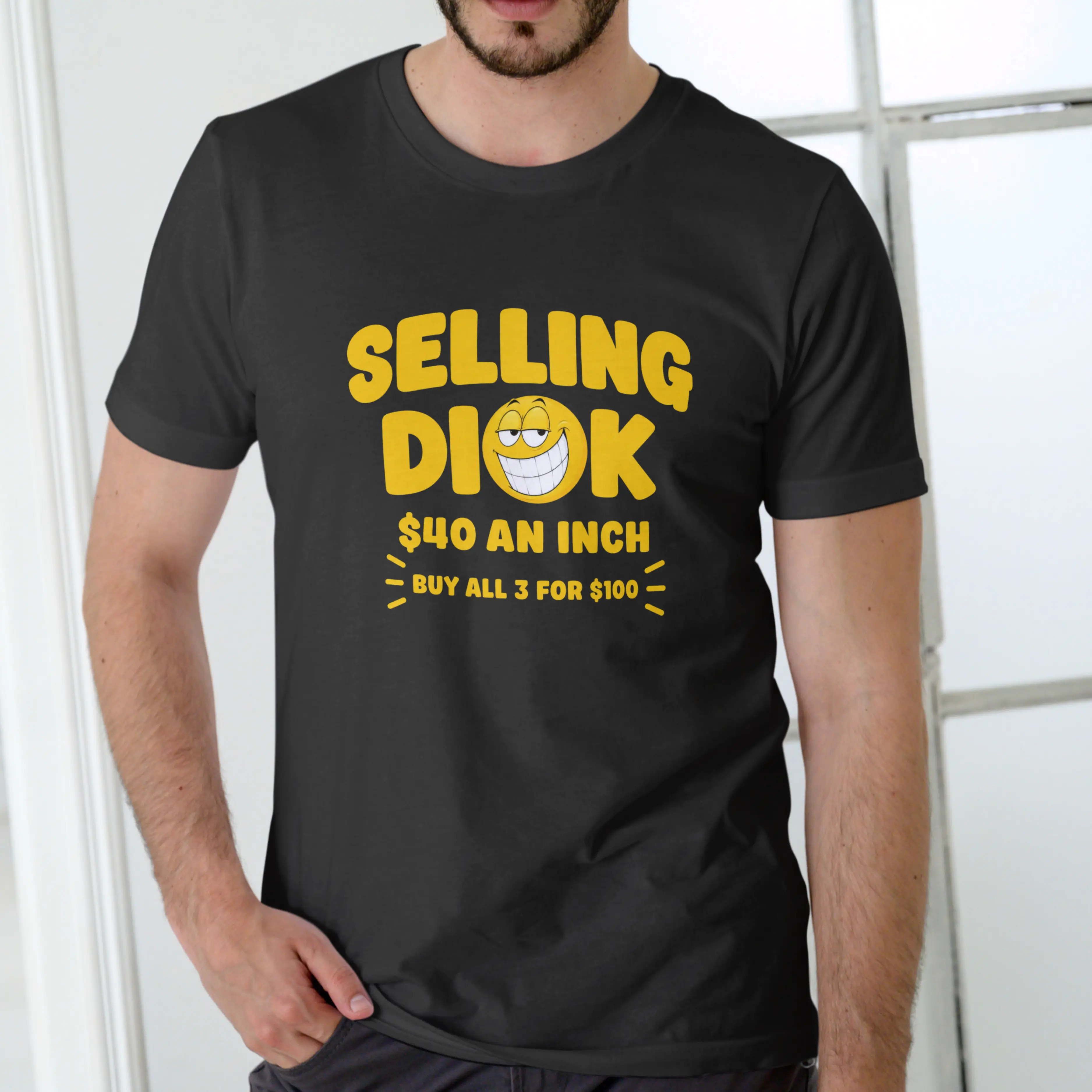 SELLING DI@K 40 AN INCH Funny T Shirt, Unisex Cotton
