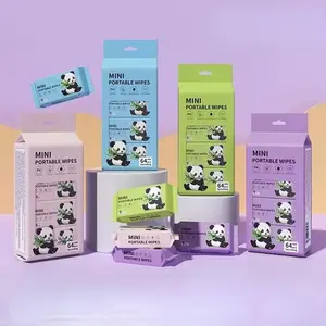 64 Pcs Mini Portable Wet Wipes | Alcohol-Free Disposable Cleansing Towels | Unisex | For Salon/Hotel/Kitchen/Travel | Date Gift & Pet-Friendly
