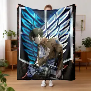 Attack on Titan Levi Blanket, Soft Flannel Throw, Cozy & Durable, Perfect for Sofa, Office, Bed, Camping, Travel, Ideal Holiday Gift