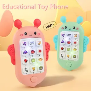 Phone Toy with Cartoon Bee Design, Interactive Bilingual Learning, Music Function, No Battery Included