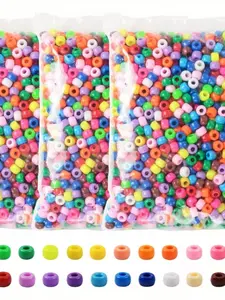 500g Acrylic Beads 1800pcs 6x9mm Large Hole Colorful Bead Mix DIY Jewelry Making Supplies for Bracelets Necklaces Phone Chains