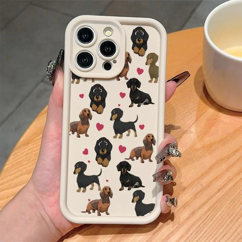 Cute Adorable Dachshund Pattern Phone Case, Anti-drop Cellphone Smartphone Protective Case, Smartphone Protective Casing, Total Protective Shockproof Durable Phone Cover, Mobile Phone Cover for iPhone 11 12 13 14 15 16 17 Series