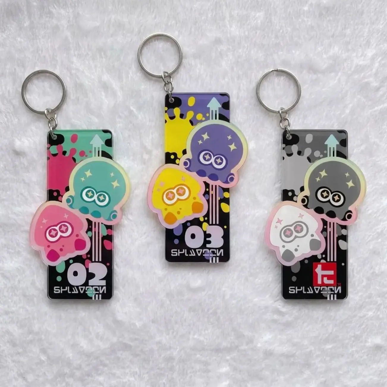 3 ops Splatoon 3 Merch Acrylic Keychain | Collectible Game Character Charm