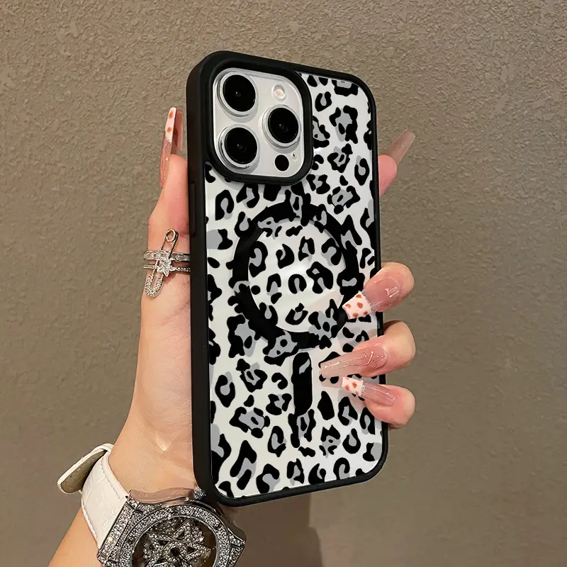 Premium Magnetic Case for iPhone11/12/13/14/15/16/promax Black leopard print y2k cased MagSafe Ready, Anti-Fall,Springtok,and Ultra-Thin Design | Perf