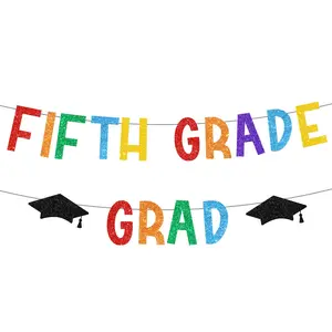 1Set Party banner 5th Grade Grad Banner Fifth Grade Banner Peace Out 5th Grade Next Stop Middle School Decoration Fifth Grade Class of Graduation Party Supplies Classroom Banner Decor