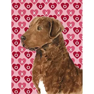 212 MAIN Rectangular Outdoor Weatherproof Double-Sided 11x15 in. Chesapeake Bay Retriever Hearts Love Garden-Size Polyester Valentine’s Day Flag