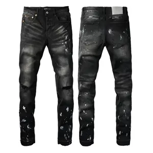 Jeans brand Jeans Men's Jeans Casual Comfort Holes Fashionable Straight Skinny Slim Fit Jeans, Ripped Stretch Jeans Denim Pants