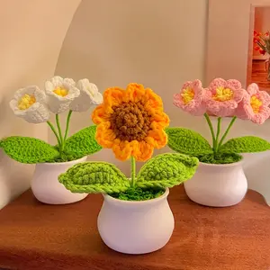 Handmade Sunflower Plant Pot, Home Decor, Car Decoration, Office Decor, Desktop Ornament, Teacher's Day Gift, Birthday Present