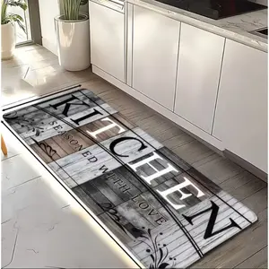 Classic Dark Wood Grain Kitchen Printed Floor Mat Kitchen Floor Mat Aisle Floor Mat Can Be Used for Kitchen Aisle, Entrance Restaurant and Other House Decoration Floor Mats Decorative Area Rug