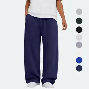 Men's Baggy Sweatpants Wide Leg Elastic Waist Athletic Joggers Loose Lounge Pants with Pockets