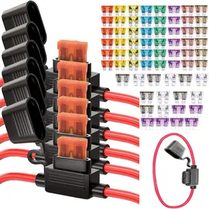 6pcs 12V 12 AWG Waterproof Inline Fuse Holder with 66PCS Standard Car Fuses Multiple Amperages for Marine Automotive Electrical Circuits