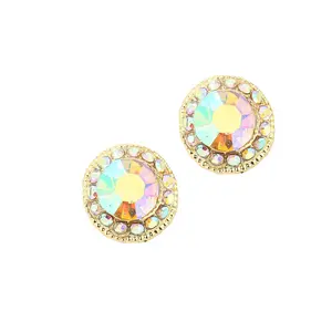 Round Stone Stud Evening Earrings