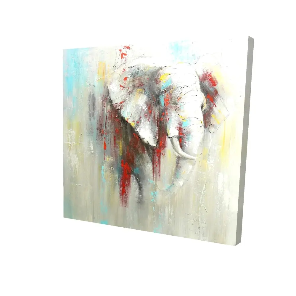 Begin Home Decor 2080-2424-AN49 24 x 24 in. Abstract Elephant Canvas - Red African Art for Home Decor