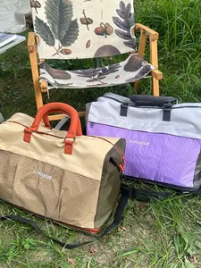 Functional style retro casual handbag with contrasting plaid splicing design, stylish and exquisite large capacity outdoor style single shoulder crossbody bag, can accommodate clothes and hats, suitable for travel and commuting
