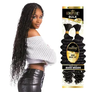 Sensationnel Empire Bulk Braiding – Deep Human Hair Braids for Knotless Boho Box or Curly Loose Wave Styles - 1 pack (18 inch, 2 DARKBROWN)