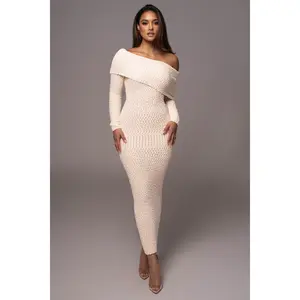 Cream Olivea Knit Maxi Dress
