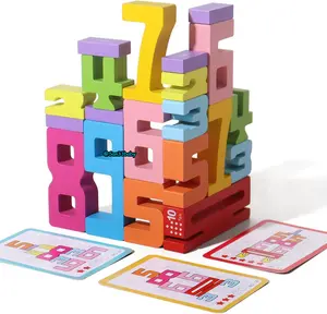 20PCS Wooden Number Building Blocks, Montessori Toys Math Learning Toys for Kids Digital Educational Counting Toys Learning Toys for Parent-Kids Interaction Social Skills Creative Games for Ages 3+