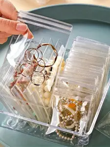 100pcs PVC Transparent Ziplock Bag, Clear Jewelry Bag, Dustproof Anti-Oxidation Pocket, Jewelry Organizer, For Packaging Jewelry Earrings Rings Necklaces Bracelets Pendants Mini Items, 2 Size To Choose
