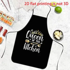 Queen of The Kitchen Apron, 1 Count Letter Print Apron, Fashionable Kitchen Apron for Women, Kitchen Accessories, Gift for Women, Kitchen Cooking Aprons