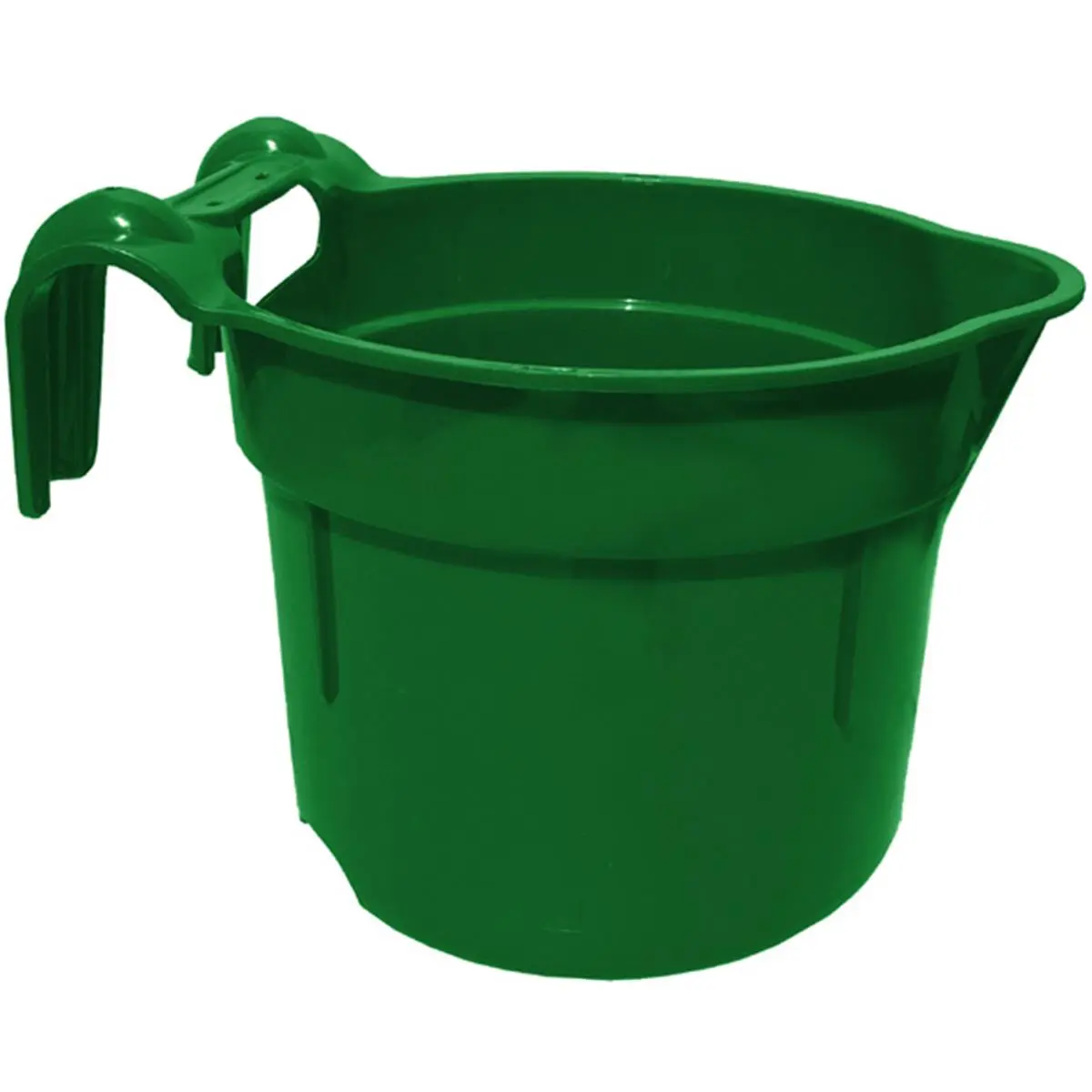 Tuff Stuff Products 10 qt. Polyethylene Cylindrical Outdoor Plastic Round Fence Hook Bucket, Green, 10x13x11"