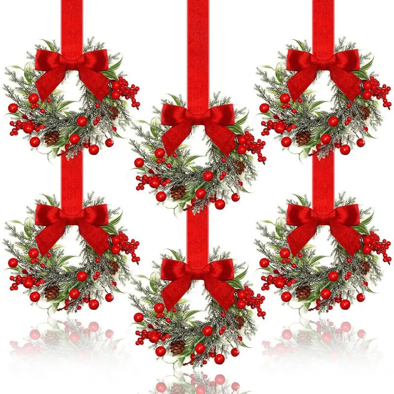 New Arrival Bow Ribbon Closet Hanging Ring Home Decoration Christmas Wreath Door Hanging Decoration