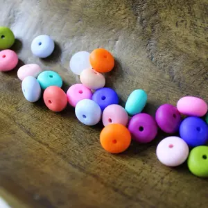 14mm Silicone Abacus (Biscuit) Spacer Bead Multiple Color 25 Count Bead Mix - Assorted Colors in a Stackable Design