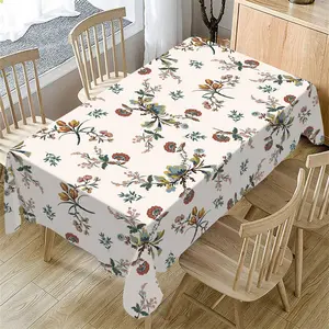 Rectangular Tablecloth Spring Summer Vintage Floral Pattern Washable, Indoor Outdoor Decor, Home Kitchen Living Room Dining Decoration, Floral Jacquard Fabric