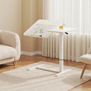 stand writing pc laptop wh  desk Adjustable Bed Desk with Wheels, Rolling Overbed Table Tray, Tilting Stand for Laptop, Eating Breakfast, Reading in Bed or on Sofa lightweight design sofa side table tray table caffe