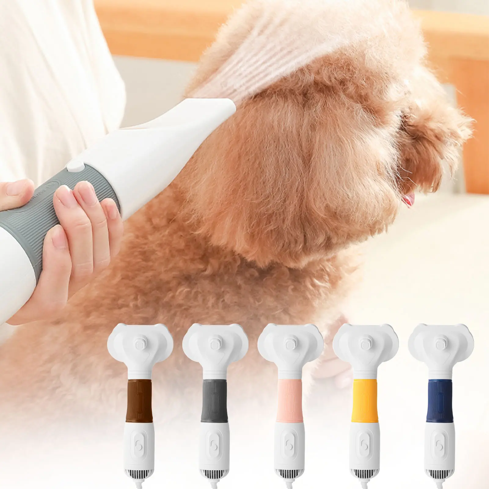 Pet Hair Dryer with Slicker Brush Low Noise 600W 3 Temperature Adjustable 3 in 1 Grooming Dog Blow Dryer for Cats