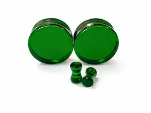 Emerald Green Glass Double Flare Jewelry for Stretched Ears
