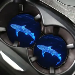 Shark Theme Car Cup Holder Set of 2 - Durable EVA Material, 2.75inch In-Car Drink Holder | Ideal Christmas and Housewarming Gift, Car Interior Accessory, Car Cup Holder, Car Storage Organizers