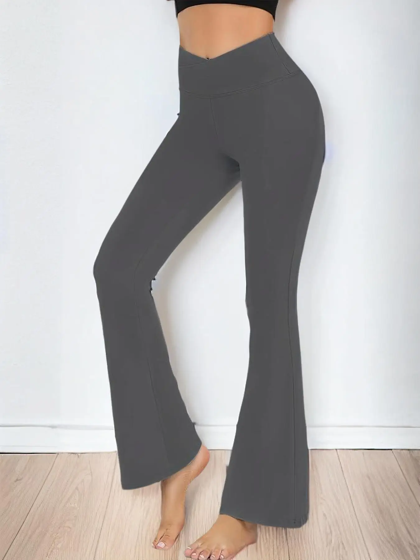 Women's High Waist Flared Pants, Casual Sporty Workout Exercise Bell Bottom Leggings, Ladies Sportswear for Yoga Gym, Please Purchase A Size Up, Pants