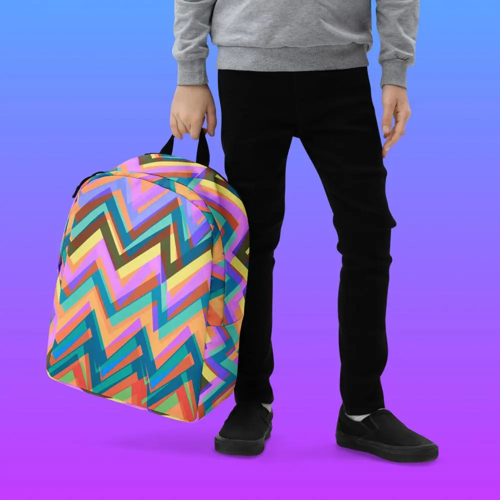 ZigZagZ [KAOS]: Pink+Mustard+Teal Minimalist Backpack