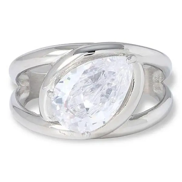 Radiance by Absolute™ Stainless Steel 3ct Pear-Cut CZ Ring