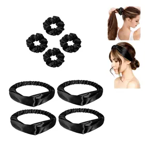 Satin Headband 8 count Silk Headbands For Women Fashion Hairbands Silky Hairband Hair Wraps  Bands Scrunchies