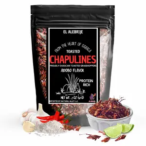 Alebrixes | Chapulines From Oaxaca 50 Gr Enchilados | Premium Toasted Adobo Flavor Edible Grasshoppers- Always Fresh & Delicious Mexican Snack | Imported from Mexico
