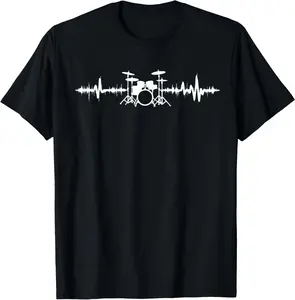 100% Cotton Funny Drum Heartbeat Music Lover Drummer T-Shirt