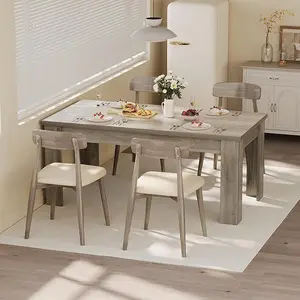 Dining Table for 4-6, 63 Inch Farmhouse Dining Table, Large Wooden Rectangular Dinner Table for 4 for Apartment, Small Space，Gray