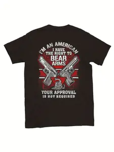 Men's Black 2nd Amendment Right to Bear Arms T-Shirt - 100% Cotton Oversized Comfort Fit, 0XL-3XL| Patriotic Gun Rights Graphic with Rifle & Pistol Design| Machine Washable Casual Tee for Men| Ideal Gift for Christmas, Thanksgiving, Halloween & 2A Supp