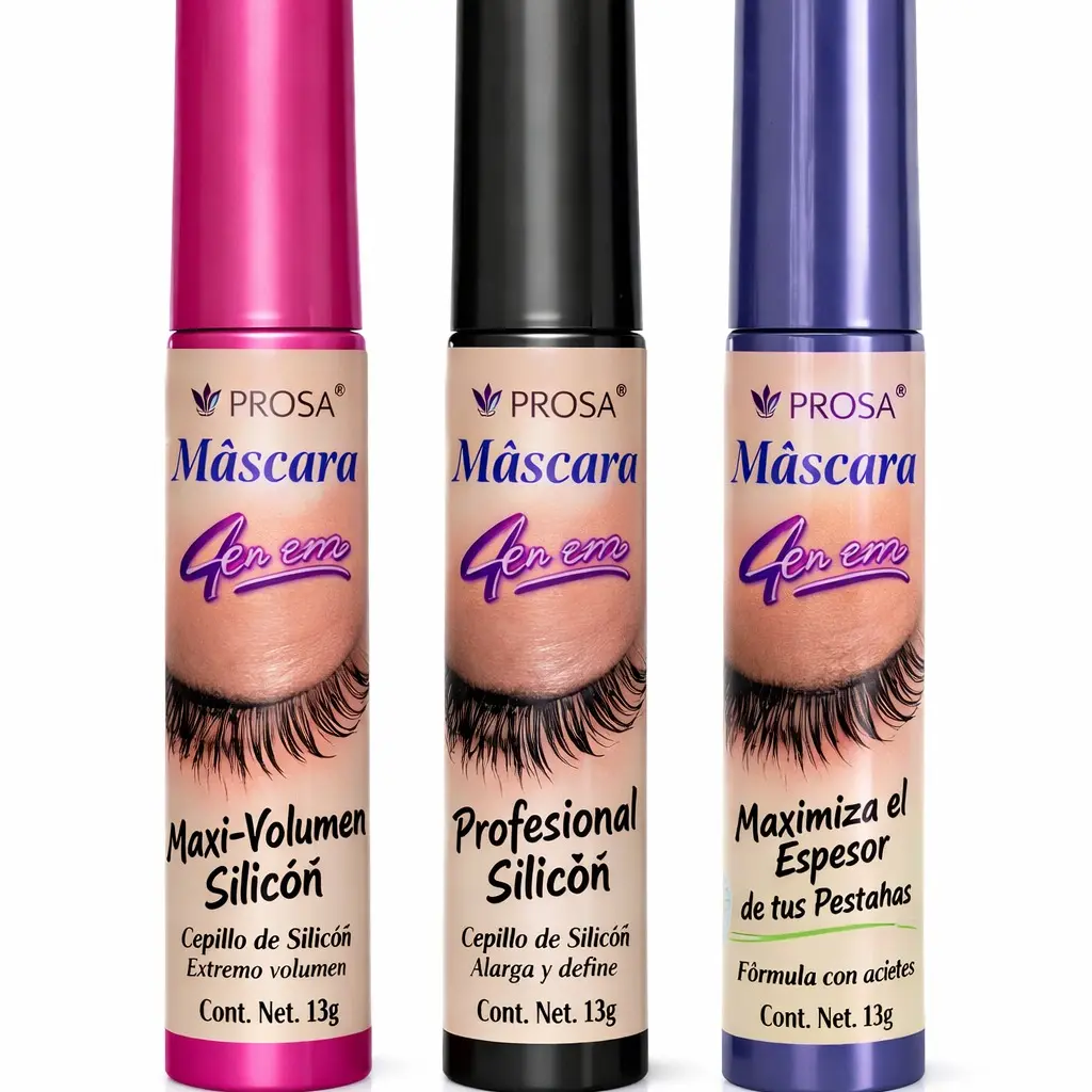 Prosa 3-Pack Lengthening 3D Volume Mascara Bundle - Long-Lasting, Waterproof Sweatproof, Smudge-Proof Makeup Mascara with All-Safe Ingredients (Beauty & Personal Care), Lengthening Mascara