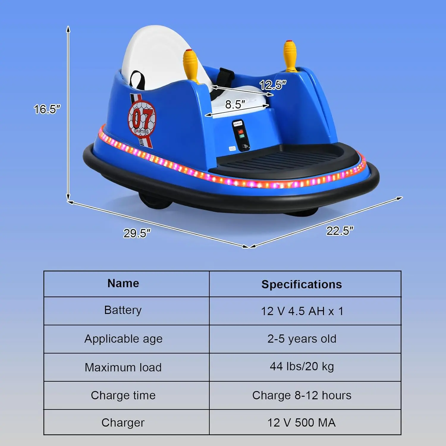 Style 1 12v Blue Carrying capacity up to 44 lbs