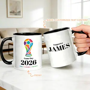 World Cup 2026 Custom Supporter Mug - Printed Beverage Mug for Team USA Fans - Reusable 11oz Tumbler - Washable Ceramic Drinkware